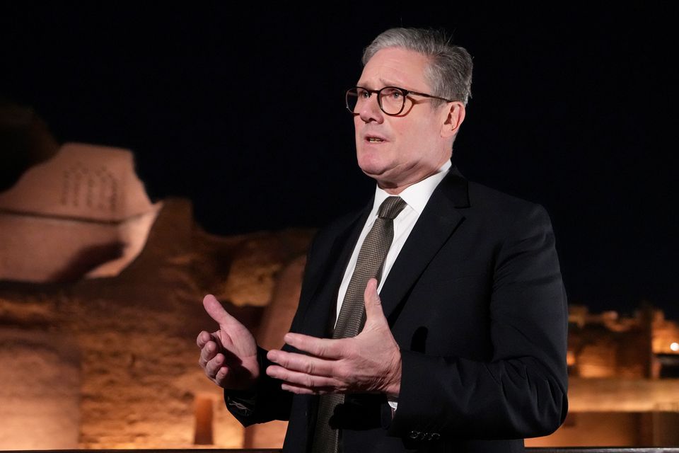 Prime Minister Sir Keir Starmer at the old city wall of Diriyah in Saudi Arabia (Kirsty Wigglesworth/PA)