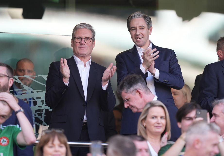 Prime Minister Sir Keir Starmer, left, and Taoiseach Simon Harris at the Republic of Ireland-England fixture (Niall Carson/PA)