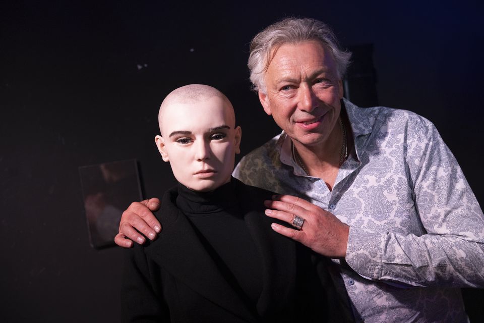 Museum Director Paddy Dunning and the new wax figure of Sinead O'Connor at the National Wax Museum. Sam boal /Collins Photos