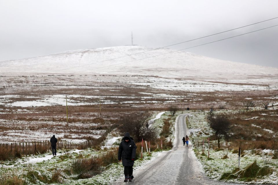 Snow on Belfast's Black Mountain on Sunday. Credit: Declan Roughan/Press Eye