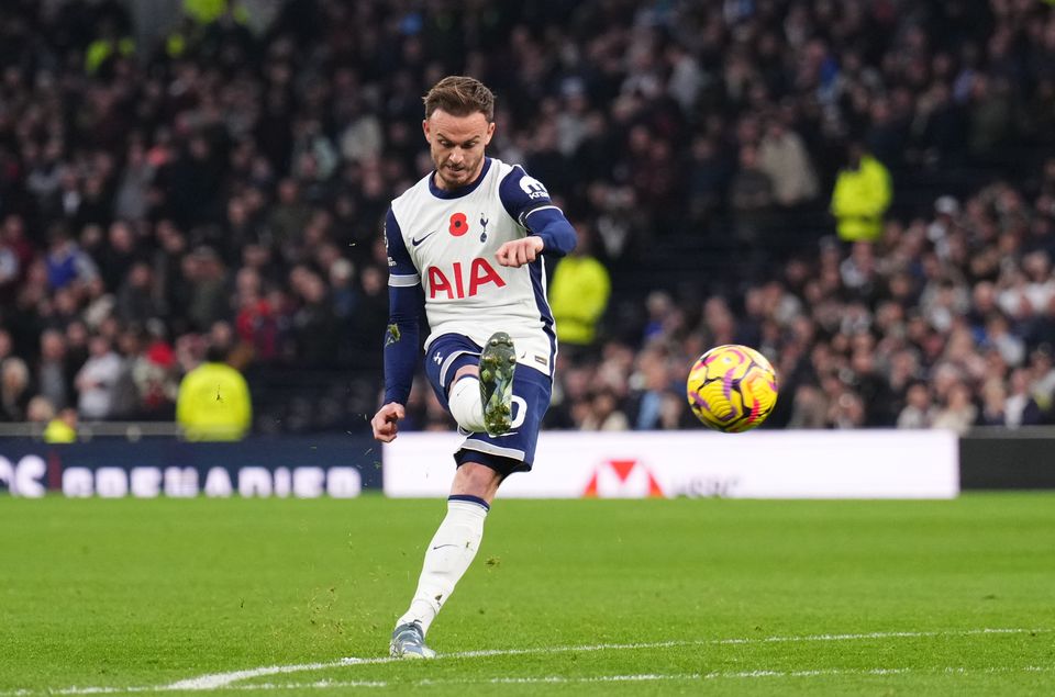 James Maddison scored Spurs’ fourth goal from a late free-kick (John Walton/PA)