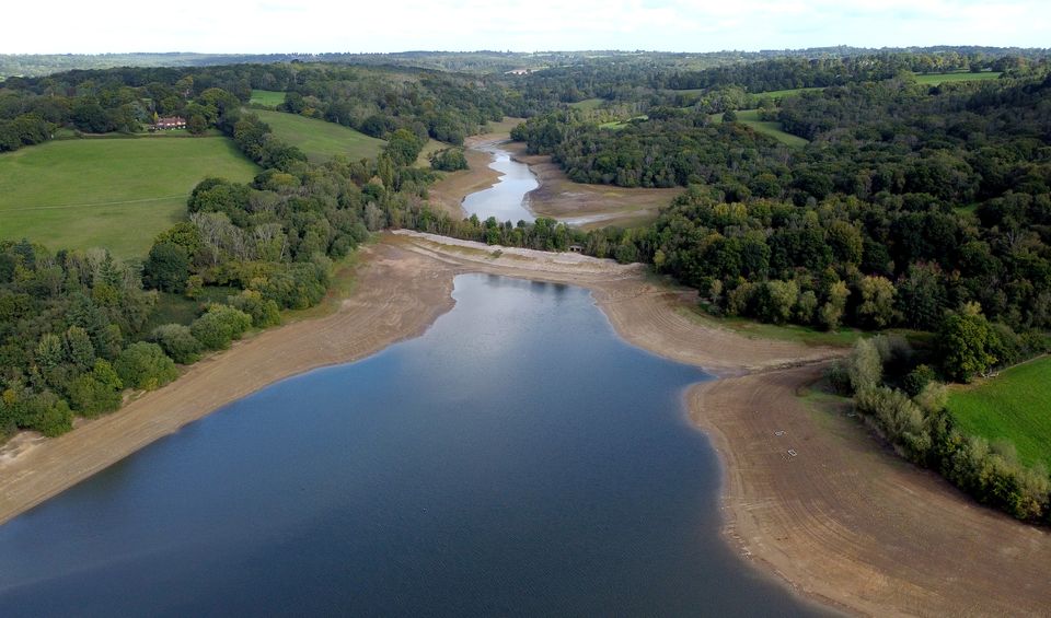 The low water level at Ardingly Reservoir in West Sussex during the hosepipe ban in 2022 (Gareth Fuller/PA)