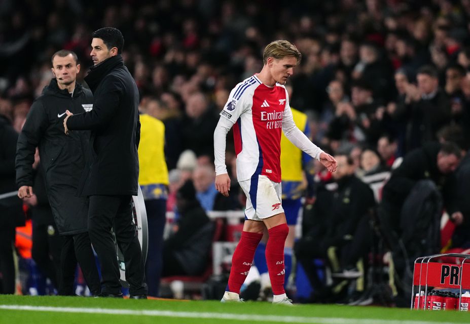 Arsenal’s Martin Odegaard was unable to make an impact (John Walton/PA)