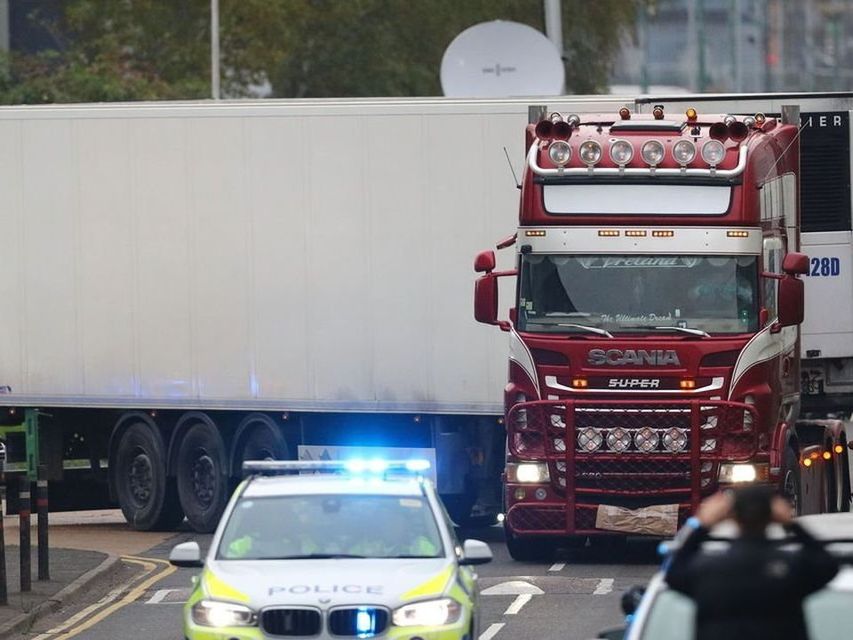 The container lorry in which 39 people were found dead in Grays, Essex. Credit: Aaron Chown