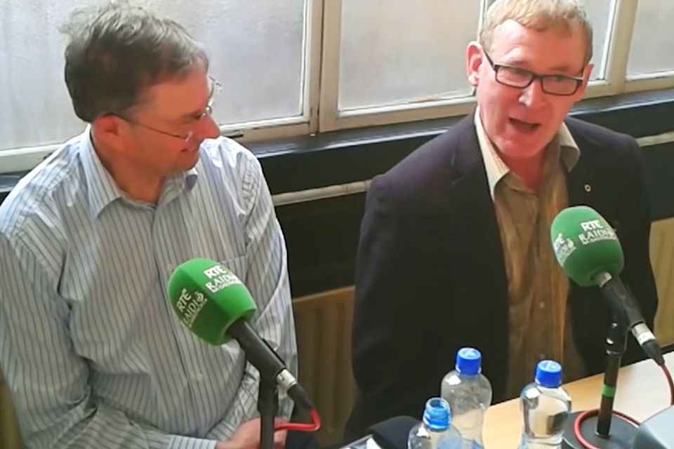 Ian Malcolm (right) with Eamon O Cuiv during the RTE radio show