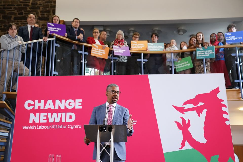 Then-first minister Vaughan Gething speaks at the launch of Labour’s six steps for change in Wales at the Priory Centre in Abergavenny during the general election campaign in May. After just over four months in the role, the first black man to be elected Welsh Labour leader quit after sustained pressure which culminated in him losing a non-binding vote of confidence in the Senedd (Stefan Rousseau/PA)