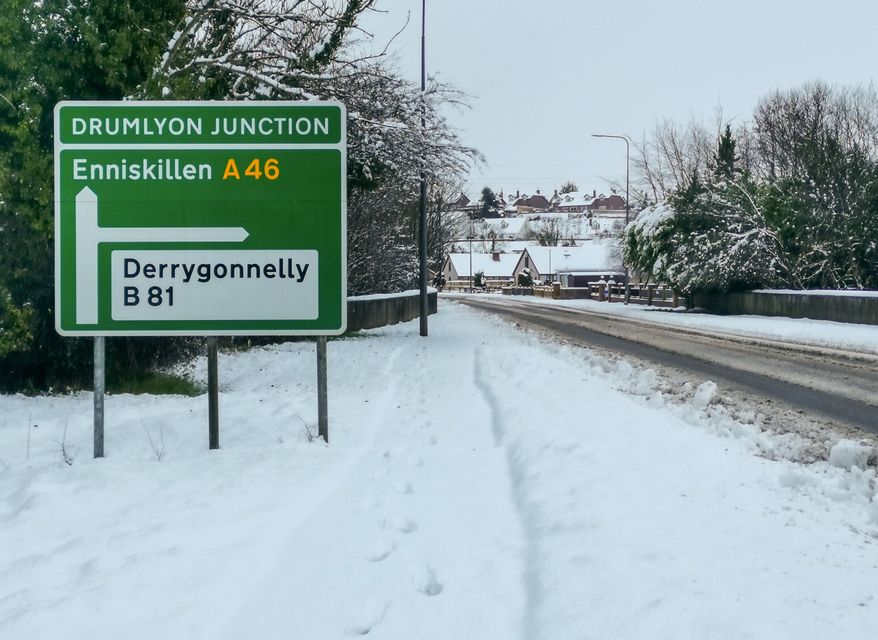 Snow in Enniskillen today. Image: Andrew Paton/PressEye