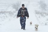 thumbnail: 16/1/2018
Peter Wachs pictured at Divis mountain in Belfast during a heavy fall of snow with dogs Muppet and Lulu
Mandatory Credit © Stephen Hamilton