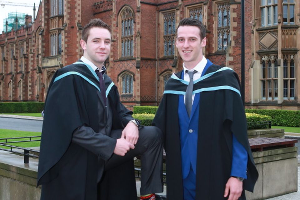 Karl O'Hagan from Moortown graduated with e BEd in business and ICT and Niall Morgan from Dungannon graduated with a BEd in Maths and Sciences from Queen's University today.
