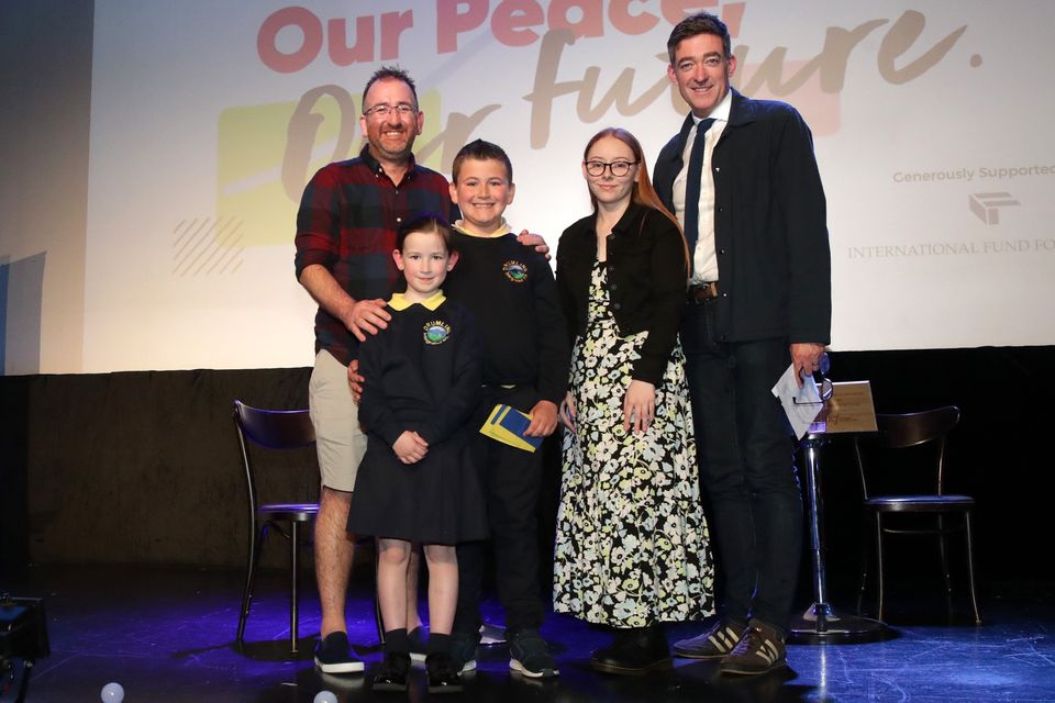 Pupils Cara and Ben from Drumlins Integrated Primary and Caitlin from New-Bridge Integrated College were the first recipients of the new Baroness May Blood Award
