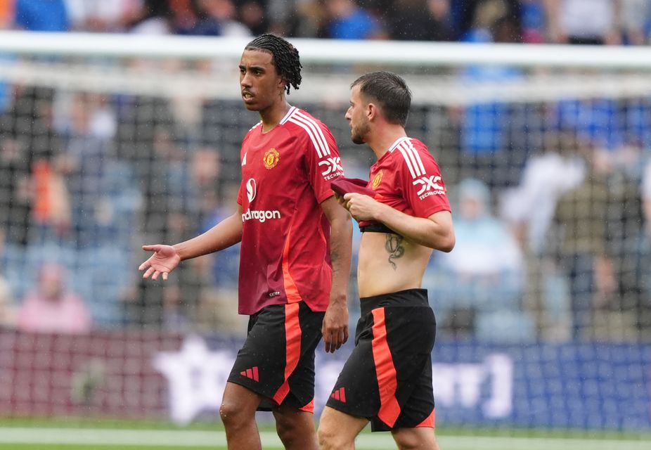 Leny Yoro played the first half for United in Edinburgh (Andrew Milligan/PA)