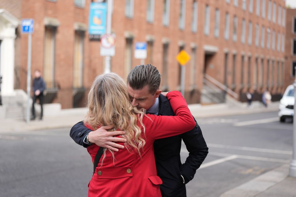 Stardust survivor Antoinette Keegan with solicitor Darragh Mackin (Niall Carson/PA)