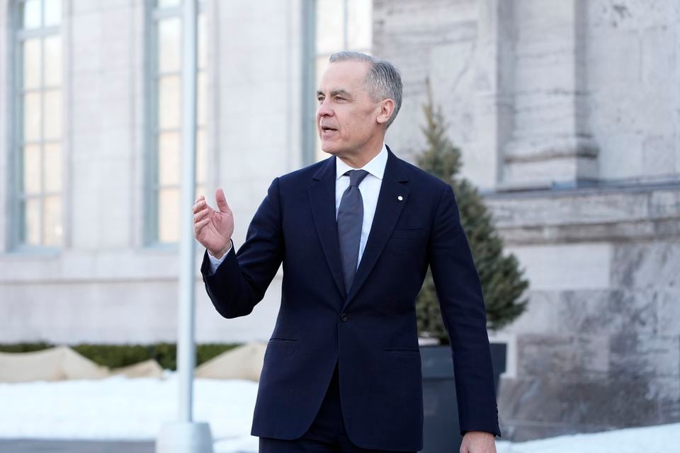 Mark Carney arrives for the swearing-in ceremony (Adrian Wyld /The Canadian Press/AP) via AP)