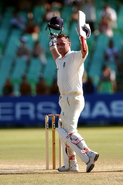 Graham Thorpe celebrates one his 16 Test centuries (Matthew Fearn/PA).