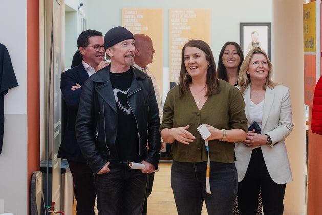 U2’s The Edge delights young NI tech start-up leaders with a surprise appearance in Belfast