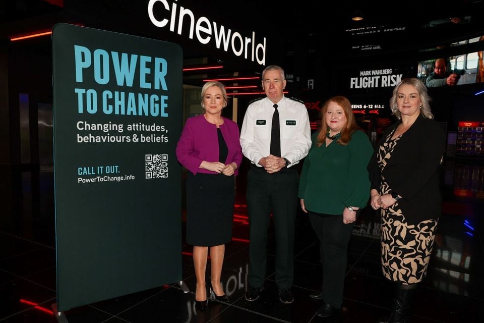 First Minister Michelle O’Neill, PSNI Chief Constable Jon Boutcher, justice minister Naomi Long and junior minister Pam Cameron at the launch event (PSNI/PA)