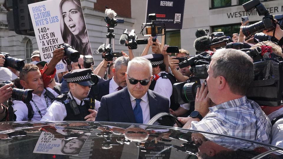 Former BBC broadcaster Huw Edwards leaves Westminster Magistrates’ Court, London (Jonathan Brady/PA)