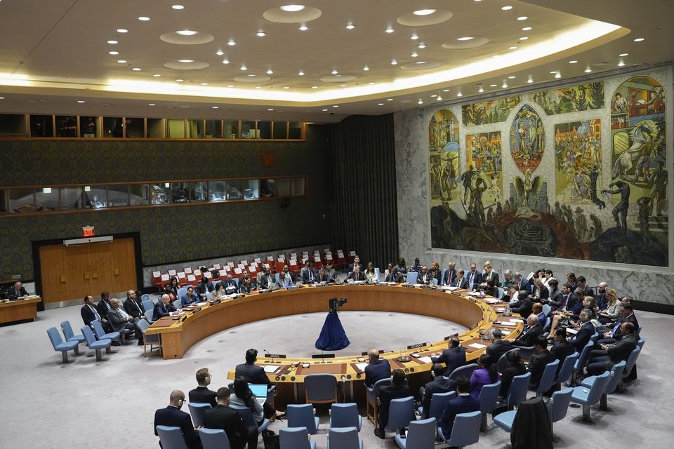 Lebanon’s Prime Minister Najib Mikati speaks during a meeting of the Security Council (AP Photo/Frank Franklin II)