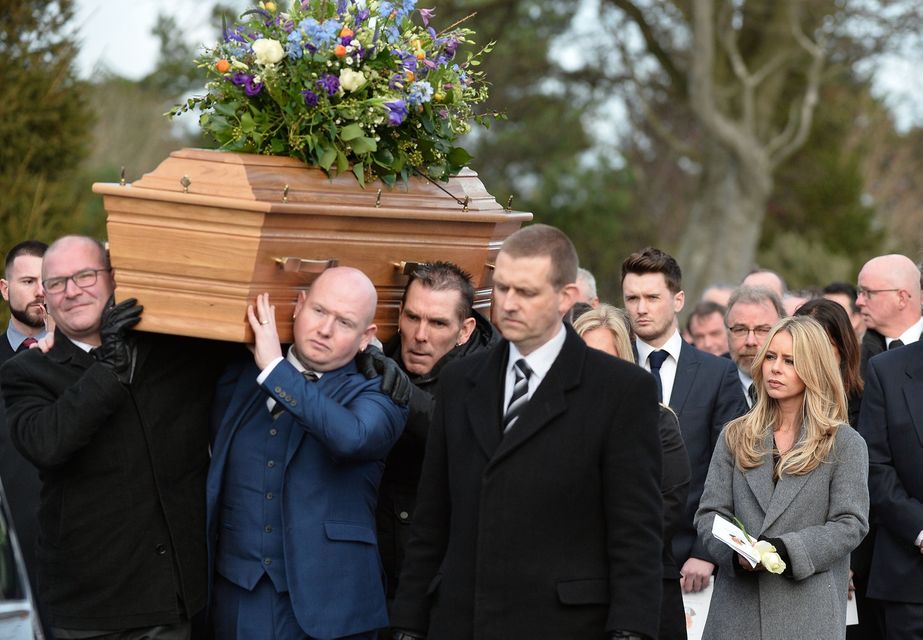Wife Kerry during the Funeral of Dr Ian Adamson at Clonlig Presbyterian Church on Monday.
Pic Colm Lenaghan/ Pacemaker