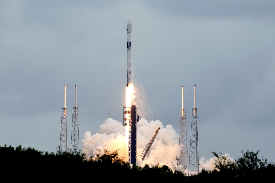 A SpaceX Falcon 9 rocket lifts off from the Cape Canaveral Space Force Station, carrying a European spacecraft to an asteroid (John Raoux/AP)