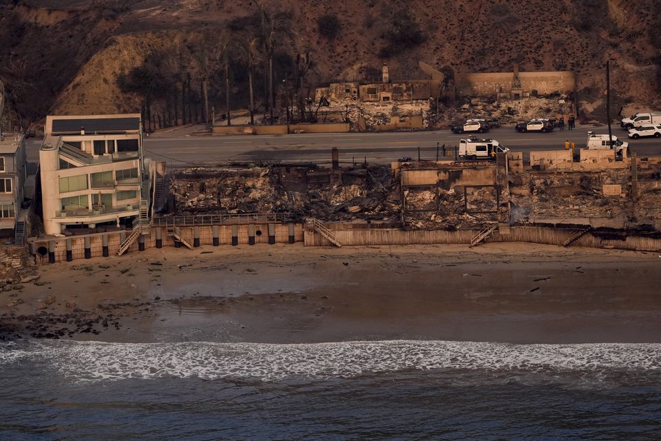 Beach front properties are left destroyed by the Palisades fire (Mark J Terrill/AP)