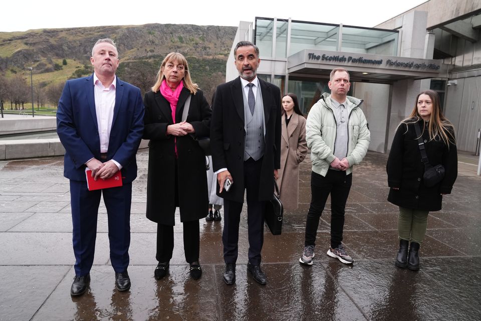 The families of Katie Allan and William Brown were at Holyrood to hear the statement, and meet with the First Minister and the Justice Secretary (Andrew Milligan/PA)