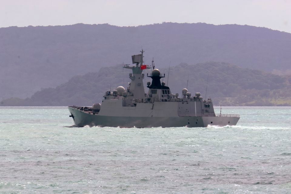 Jiangkai-class frigate Hengyang travels in the Torres Strait off Australia’s coast (Australian Defence Force/AP)