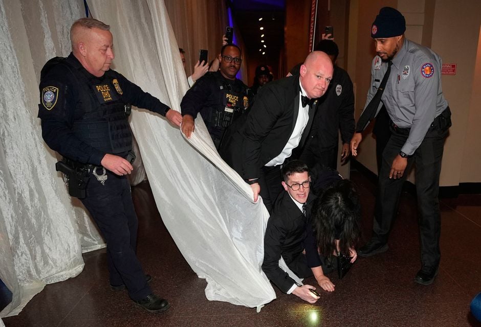 Members of Enoch Burkes family are ejected from the Ireland Funds 33th National Gala dinner at the National Building Museum in Washington DC Niall Carson/PA Wire