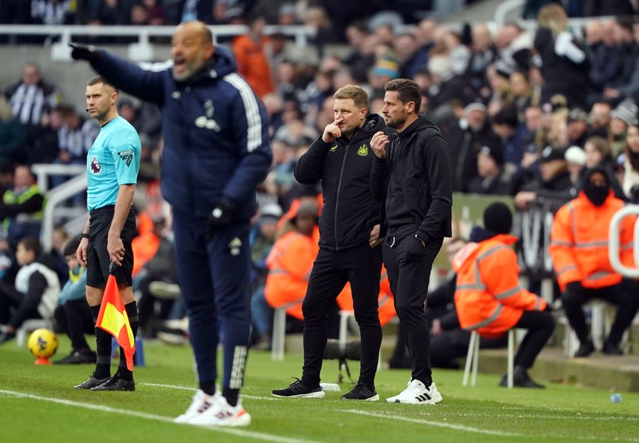 Newcastle head coach Eddie Howe and assistant Jason Tindall have presided over significant progress (Owen Humphreys/PA)