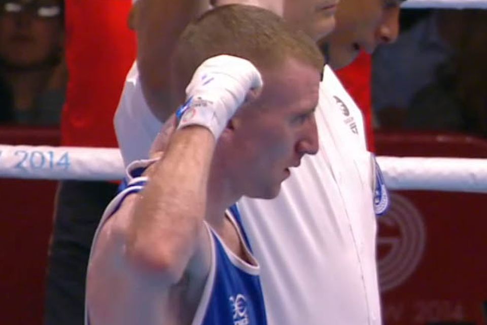 Paddy Barnes after winning his quarter-final bout in Glasgow