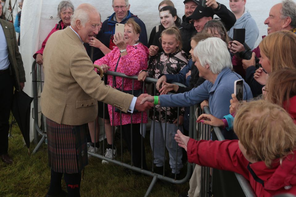 The King greeted well-wishers on his visit (Robert MacDonald/PA)