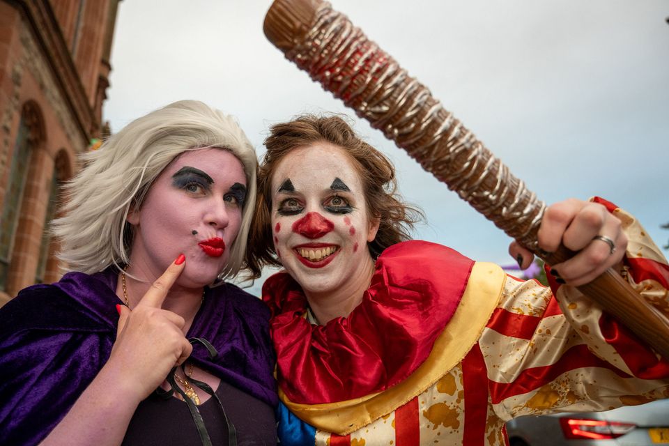 Niamh Sutherland and Roisin Cassidy who travelled from Drogheda and Belfast for Derry’s Annual Halloween Festival. Picture: Martin McKeown