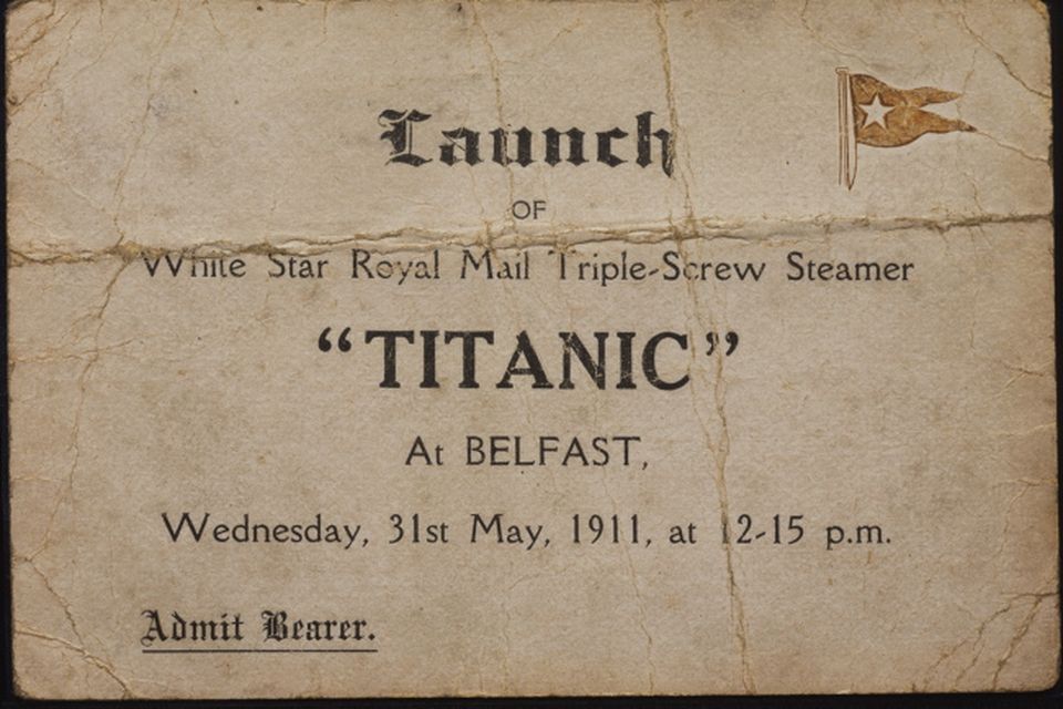 A shipyard worker's ticket to the launch of the RMS Titanic. Photograph © National Museums Northern Ireland. Collection Ulster Folk & Transport Museum