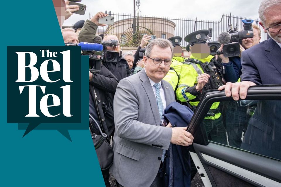 Jeffrey Donaldson arrives at Newry court on April 24, 2024 (Photo by Kevin Scott for Belfast Telegraph)