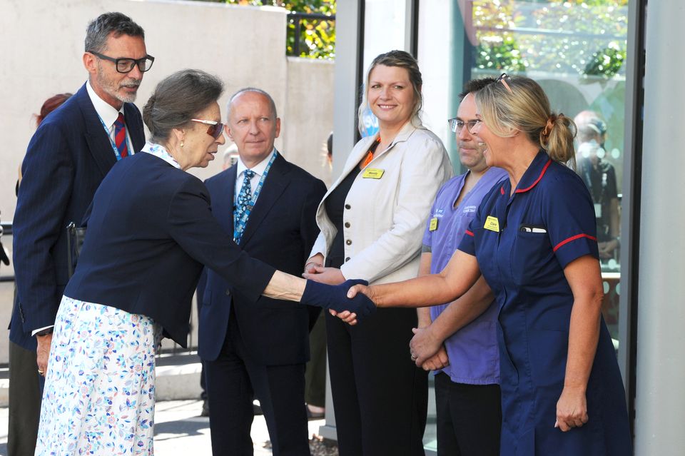 The Princess Royal meeting hospital staff including chief exectuive Glen Burley (Worcestershire Acute Hospitals NHS Trust)