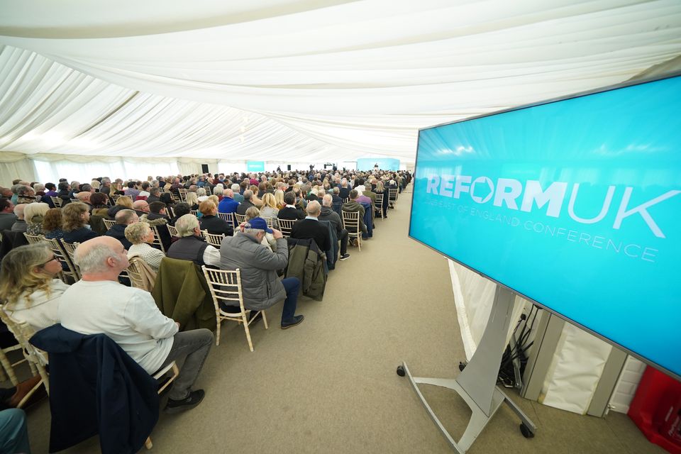 People at the Reform UK East of England conference at Chelmsford City Racecourse (Yui Mok/PA)