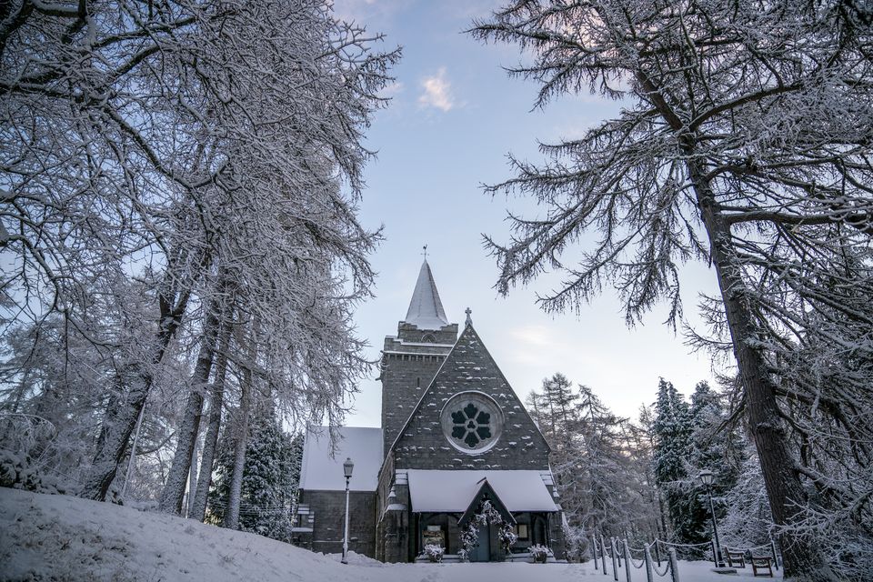 Crathie Kirk, near Balmoral, is surrounded by snow and ice (Jane Barlow/PA)