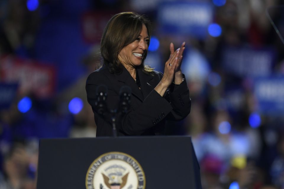 Democratic presidential nominee Kamala Harris speaks during a campaign rally in Milwaukee (Paul Beaty/AP/PA)