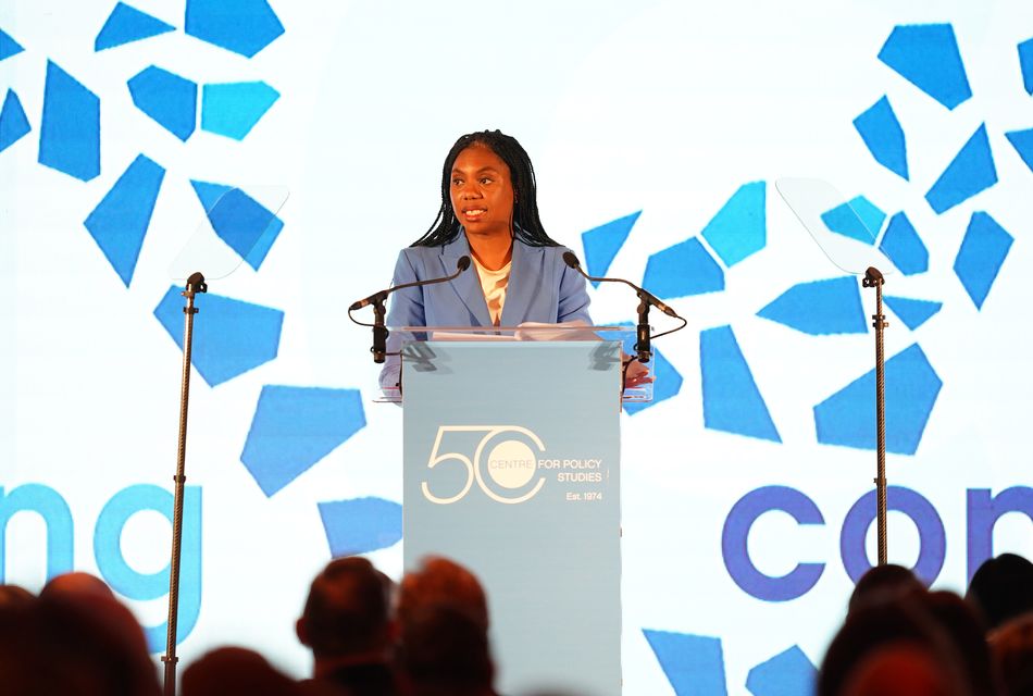 Conservative Party leader Kemi Badenoch speaking at the Centre for Policy Studies conference at Guildhall in London on Monday (Ben Whitley/PA)