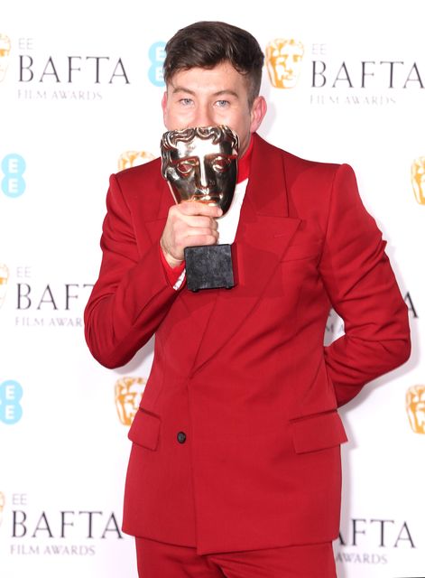 Barry Keoghan with the award for best supporting actor for The Banshees Of Inisherin in 2023 (Ian West/PA)