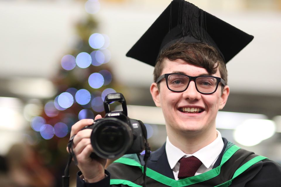Conor Cooper gets in the picture as he Celebrates his degree in Adult Nursing at the Ulster University Winter Graduations at the Universitys Coleraine campus. Picture John Murphy Aurora PA