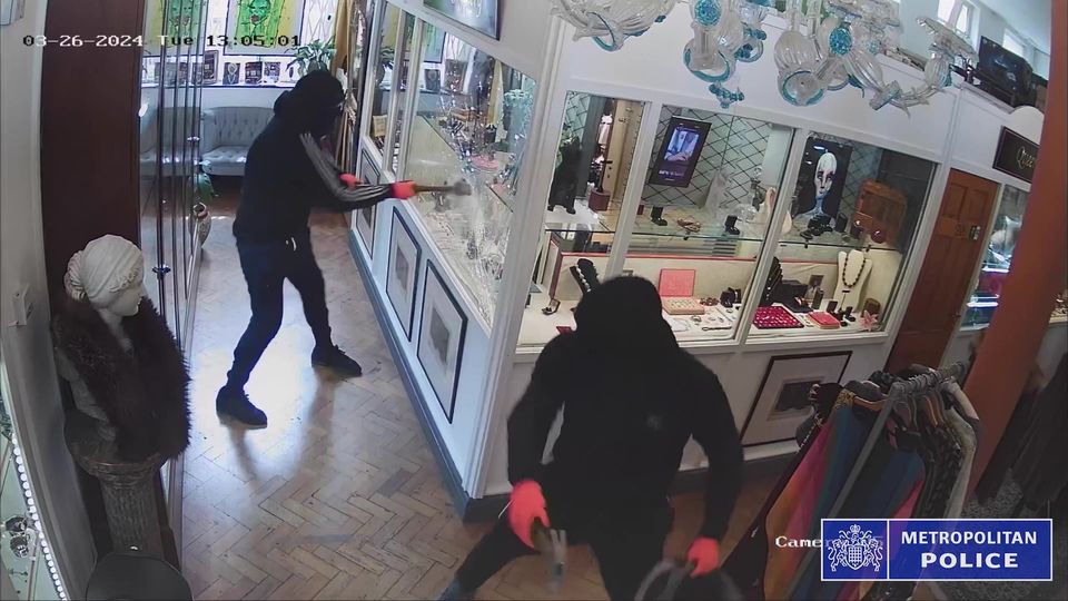 CCTV footage of the robbery of the jewellery shop. (Metropolitan Police/PA)