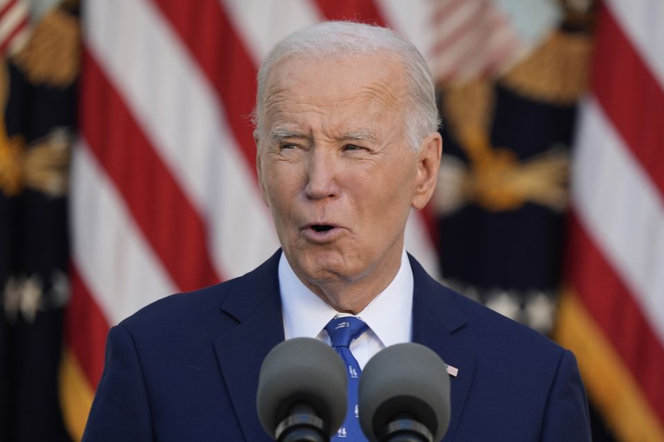 President Joe Biden speaks in the Rose Garden at the White House (Manuel Balce Ceneta/AP)