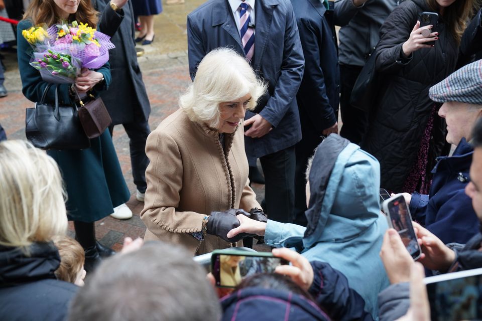 Camilla spoke to members of the public during her engagement in Canterbury (Gareth Fuller/PA)