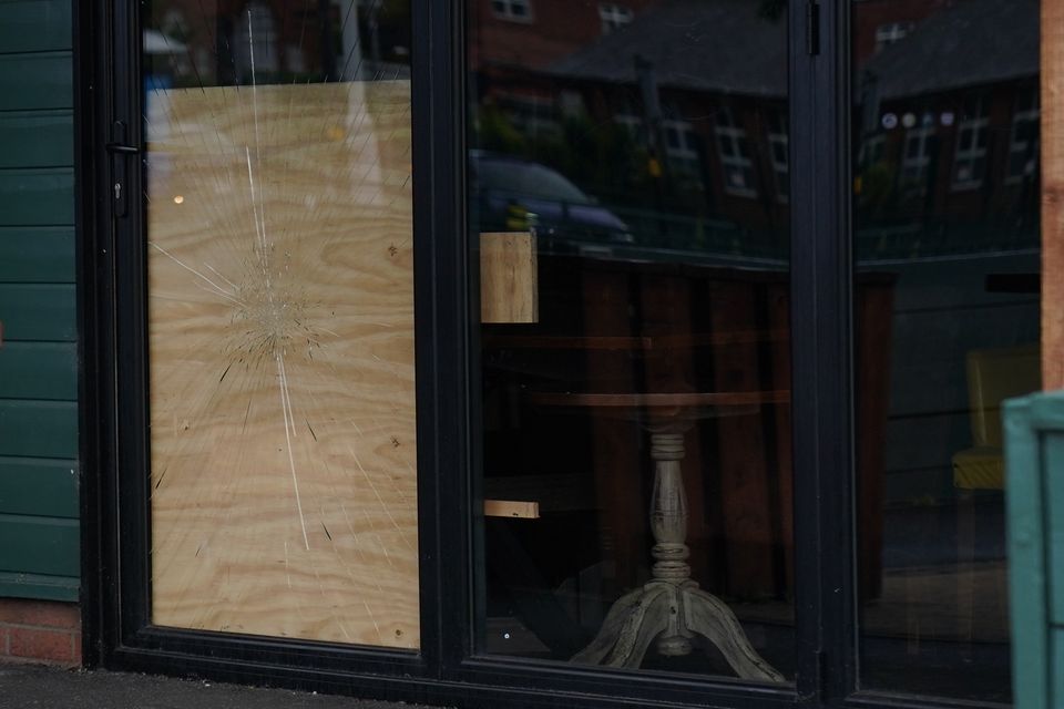 Damage at the Clumsy Swan pub in Birmingham (Jacob King/PA)