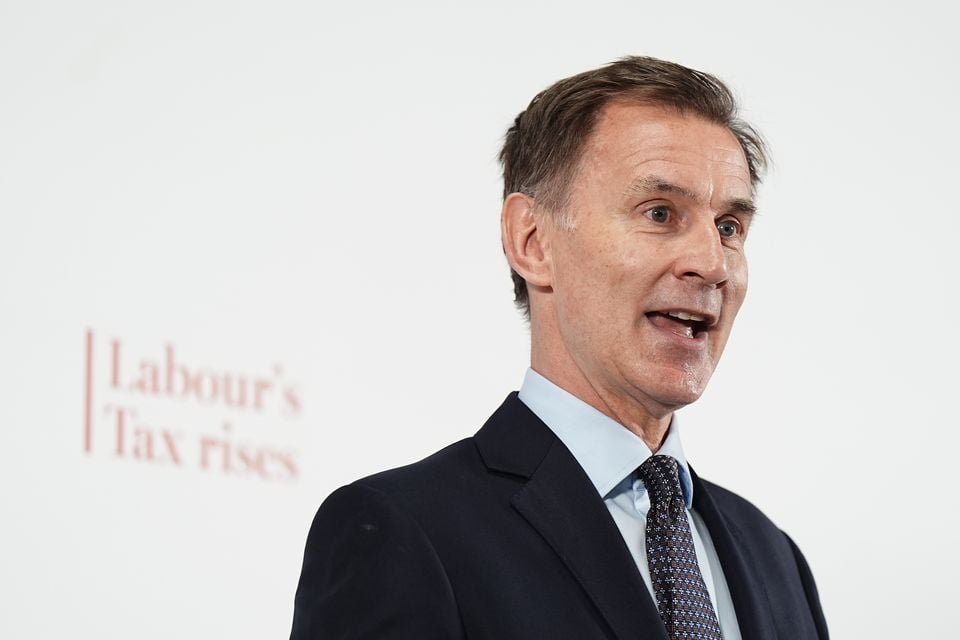 Former chancellor Jeremy Hunt has said cuts to adult welfare would allow Sir Keir Starmer to commit to increasing defence spending to over 3% of GDP this week (Aaron Chown/PA)