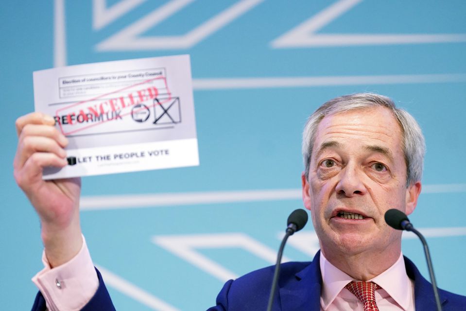 Reform UK leader Nigel Farage accused the Government of ‘sheer cowardice’ (Stefan Rousseau/PA)