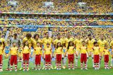 thumbnail: BRASILIA, BRAZIL - JUNE 23:  Brazil look on during the National Anthem prior to the 2014 FIFA World Cup Brazil Group A match between Cameroon and Brazil at Estadio Nacional on June 23, 2014 in Brasilia, Brazil.  (Photo by Buda Mendes/Getty Images)