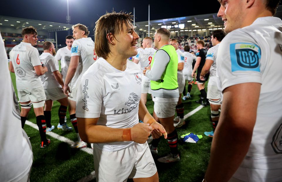 Aidan Morgan celebrates Ulster's win over Glasgow