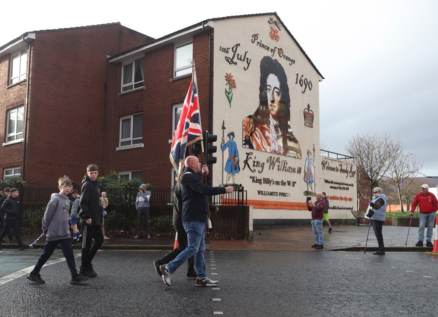 A rally 'in support of loyalist areas' and marking the 12th anniversary of the flag protest.  Picture By: Pacemaker Press